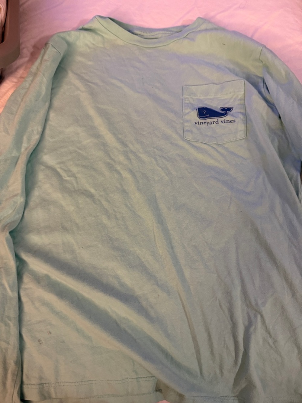 Vineyard Vines Light Aqua Long Sleeve Pocket Tee